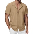 thumbnail image 3 of Busydd Mens Dress Shirts Casual Classic Solid Color Button Down Shirt Men Short Sleeve Turndown Collar Business Tops L, 3 of 9