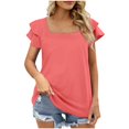 thumbnail image 2 of iHengLiXing Tops for Women Plus Size Women's Summer Solid Color Casual-neck Short Sleeve-neck Top/Shirt Orange S, 2 of 4