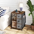 thumbnail image 2 of Gymax Nightstand 2 PCS 3-Tier Storage End Table Bedside Table with Charging Station & Shelf, 2 of 10