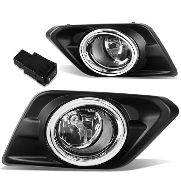 DNA Motoring FL-ZTL-217-CH For 2014 to 2016 Nissan Rogue Pair Bumper Driving Fog Light Lamp Bezel Switch Clear Lens 15
