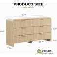 thumbnail image 5 of HoopieHome Modern 55 Inch 6-Drawer Fluted Double Dresser with Arched Tabletop, Wave Design, Gold Handles, Natural Wood, 5 of 7