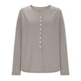thumbnail image 2 of Plus Size Tops for Women with Button Long Sleeve Soft Henley Neck Casual Lightweight Pullover Blouses (L, Khaki), 2 of 6