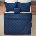 thumbnail image 2 of Mainstays 5-Piece Reversible Comforter Set Navy Cross Stitch Bedding with Decor Pillow and Throw, King, 2 of 9