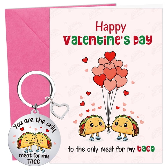 Tarjeta de San Valentín con taco y llavero de regalo Silkovahamd