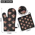 thumbnail image 6 of Red Mushroom Cartoon Black Pattern Kitchen Oven Mitt and Pot Holder Sets 2 Pcs for Baking, Cooking and Grilling, Heat Resistant Up To 392 °F, 6 of 7