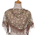 thumbnail image 2 of GILIGEGE Women Lightweight Soft Floral Sheer Lace Waist Scarf Floral Embroidered Mesh Bandana Cover Up Wrap Skirts Asymmetrical Hip Scarf Belt Boho Y2k for Beach Daily Outfits Coffee One Size, 2 of 3