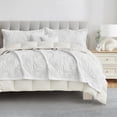 thumbnail image 5 of HZ & HY Botanical Oversized King Bedspread 128x120 Extra Wide, Leaves Pattern Stitching Quilt Set, Elegant & Fresh Style Bedding Cover, Reversible, Lightweight 5 Piece Set, White, 5 of 8
