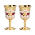 thumbnail image 2 of Copas De Vino De Metal, 2 Uds., Exquisito Patrón De Flores Pintado, Copa De Vino De Estilo Clásico Vintage Para Bar, Regalo Para Beber, 2 of 7
