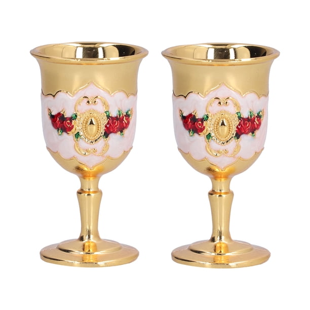 Copa de vino 2 copas de metal exquisita copa vintage copa de metal de alta capacidad Jadeshay A