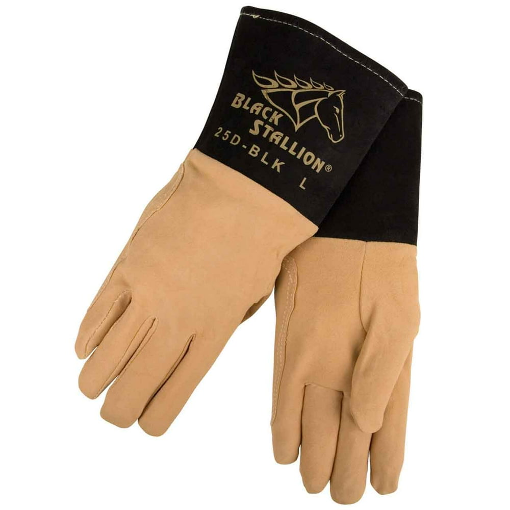 Black Stallion 25DBLK Premium Deerskin TIG Welding Gloves XLarge