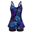 thumbnail image 3 of XUNKUSGA Tankini Swimsuits for Women Tummy Control Long Torso Top and High Waisted Boyshorts Bathing Suits Fashion Retro Floral Womens Bathing Suits,Black,XL, 3 of 8