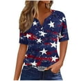 thumbnail image 2 of Jinhomg Womens Holiday Shirts 2025 4th of July Short Sleeve Henley Shirt American Flag Patriotic Tops Lightweight Comfy Summer Blouses Red S, 2 of 5