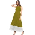 thumbnail image 2 of eloria Women's Georgette Boat neck Sleevless Partywear A line Maxi Dress, Color : Olive Green | Size : XS, 2 of 6