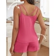 thumbnail image 2 of Conjunto de pijama Ekouaer, camiseta sin mangas y pantalones cortos de punto acanalado para mujer, 2 of 6