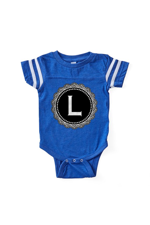 - Monogram Medallion L - Cute Infant Baby Football Bodysuit