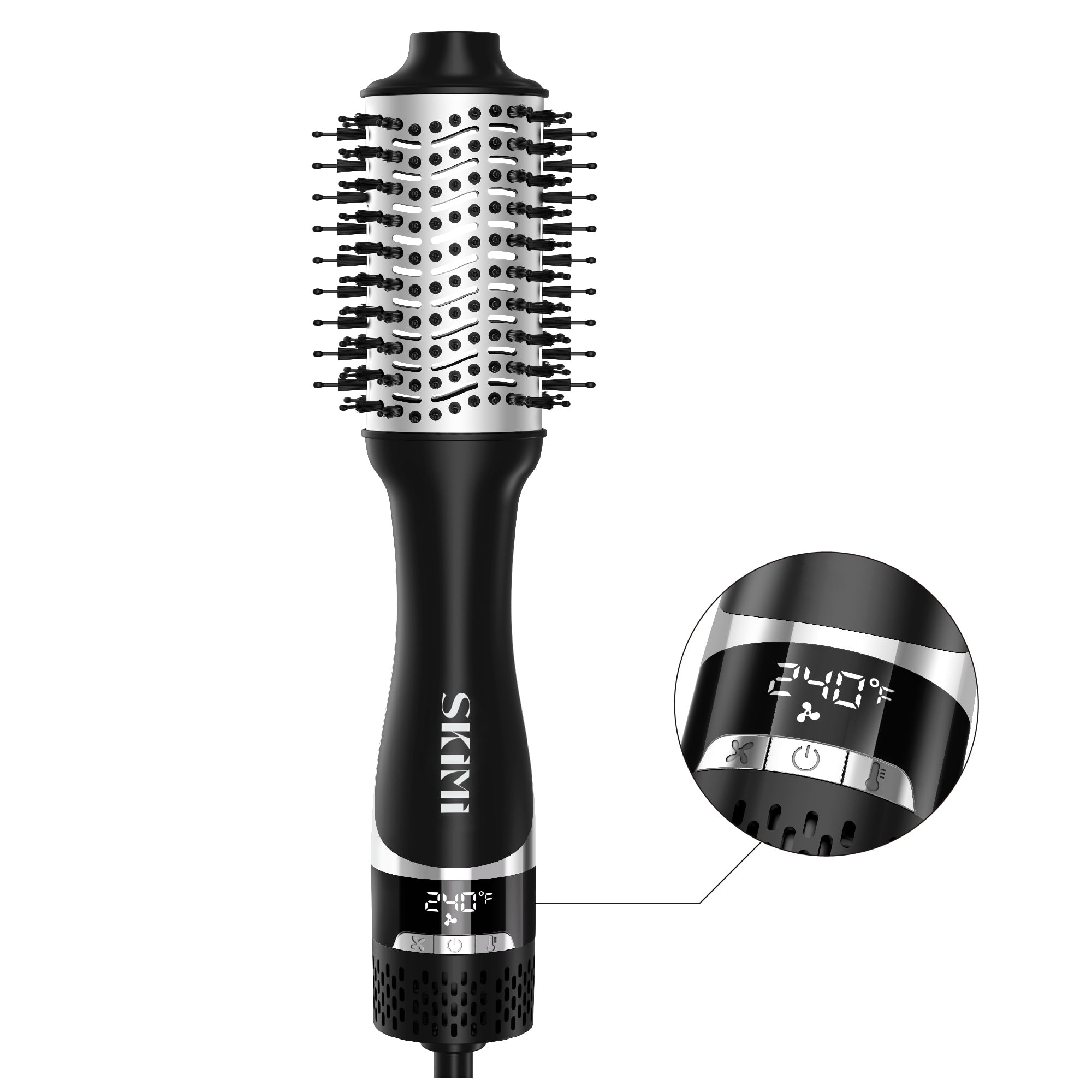 SKIMI Ceramic Hair Dryer and Hot Air Brush with Display Screen, Black