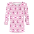 thumbnail image 4 of TKLPEHG Womens 3/4 Sleeve Tops Breast Cancer Shirts Pink Ribbon Print Tshirt Casual Round Neck Fashion Colthes (Pink,XXL), 4 of 5
