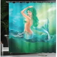 thumbnail image 3 of Ambesonne Ocean Shower Curtain, Mermaid Tail Waves Sea, 69"Wx84"L, Blue Green, 3 of 4
