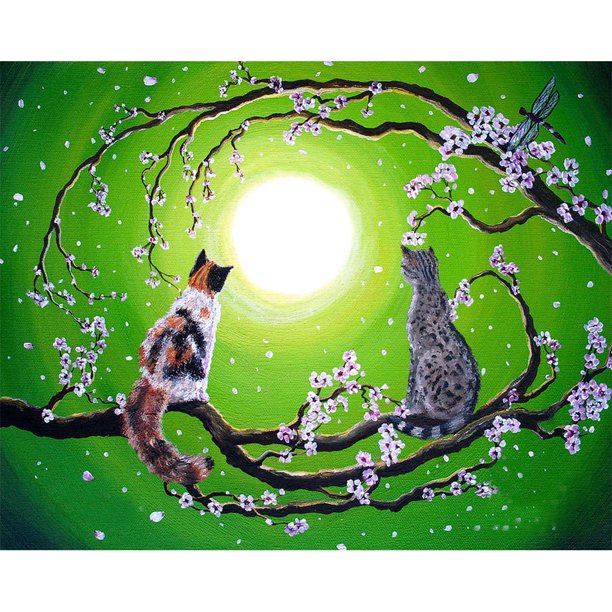 5D DIY Diamond Painting Kits Full Round Drill Moon Cat Wall Picture (E1017) Sywqhk Decoración hogareña