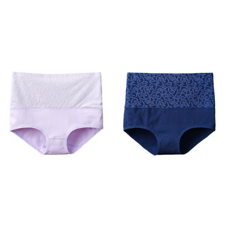 (2-Pack) Kcodviy Women s Solid Color Underwear Plus Size 3X High Waisted Underwear Women Shorts Underwear Plus Size Bulk Ladies Cotton Briefs Underwear Variety Underwear for Women