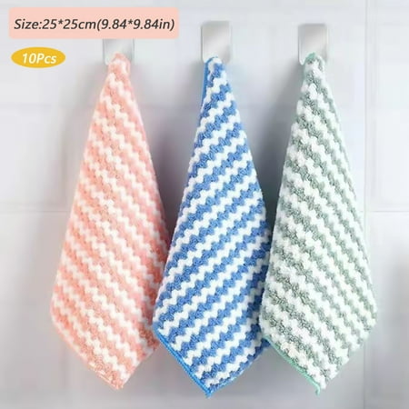 

10 PCS Microfiber Cleaning Rag Super Absorbent Coral Fleece Cloth Scouring Towel Pad Multifunction for Kitchen Dishes Cleaning