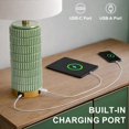 thumbnail image 3 of Juego de lámparas de mesita de noche PoKat de 25 pulgadas con puertos USB, 2 unidades, color verde, 3 of 9