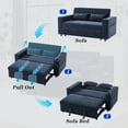 thumbnail image 3 of 61.4" 3 in 1 Sleeper Sofa Bed with Adjustable Backrest & Cup Holders, Pull-Out Bed Couch with Side Pockets & USB Charging Ports, Loveseat Sleeper Sofa with Storage Cabinet & 2 Lumbar Pillows, Blue, 3 of 9