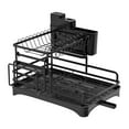 thumbnail image 1 of GUOOL 2 Tiersdish Rack Sink Shelf Household with Retractable Drain Pipe Space Saving Black, 1 of 9