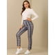 thumbnail image 3 of Pantalones De Tobillo A Cuadros Allegra K Casual Con Botones Azul S, 3 of 5