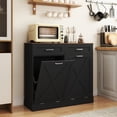 thumbnail image 4 of Daluvenix Double Tilt Out Trash Can Cabinet for 2 Bins,Hidden Trash Bin Storage Cabinet with Hideaway Drawers,Pet Proof Trash Can Holder for 2 x 10 Gallon , Kitchen, Dining Room, Living Room, Black, 4 of 8