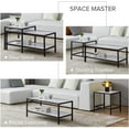 thumbnail image 4 of Modern Nesting Coffee Table Square & Rectangle,Black Metal Frame with Wood Marble Color top, 4 of 9