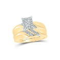 thumbnail image 2 of 10k Yellow Gold Diamond Cluster Matching Trio His Hers Wedding Ring Band Set 1/3 Cttw, 2 of 3