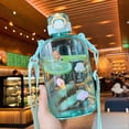 thumbnail image 5 of 750ml 25oz Large Capacity Motivational Water Bottle Portable Sports Water Kettle with Time Marker Shoulder Strap Green, 5 of 5