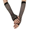 thumbnail image 7 of Party Punk Mesh Gloves Half Finger Diamond Pattern Stretch Color Handwear, 7 of 7