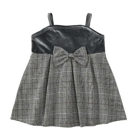 

Penkiiy Toddler Kid Baby Girls Plaid Princess Dress Elegant Bow-knot Casual Clothes Sunny Fashion Girls Dress Party Sundress 4-5 Years Gray 2023 Summer Deal