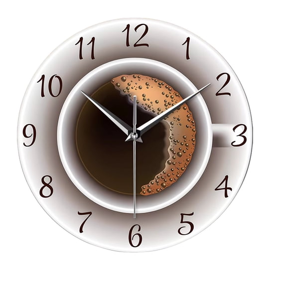 12-Inch Casual Plastic Wall Clock, PET Material, Choose from Baseball, Fried Egg, or Coffee Theme, Silent Quartz Movement, Decorative Wall Clock for Living Room, Kitchen, Dorm,A