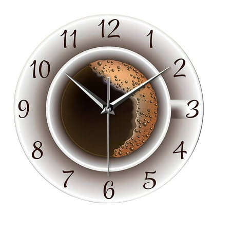 12-Inch Casual Plastic Wall Clock, PET Material, Choose from Baseball, Fried Egg, or Coffee Theme, Silent Quartz Movement, Decorative Wall Clock for Living Room, Kitchen, Dorm,A