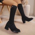 thumbnail image 5 of Polka Stretch Heel Knee High Boots Round Toe Mid Calf Long Footwear, 5 of 8