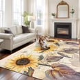 thumbnail image 3 of Rectangle Area Rug 6x9ft,Farm Sunflower Retro Plant Washable Carpet Non-Slip Runner Accent Rugs Indoor Floor Mat for Bedroom Living Room Decor,Vintage Letter, 3 of 9