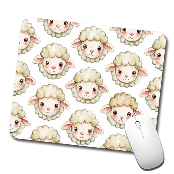 Cute Sheep Faces Watercolor Mouse Pad Low Profile Gaming Mat
