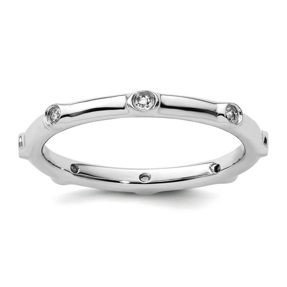 925 Sterling Silver Bezel Polished Stackable White Topaz Ring Size 10 Stackable Ring for Women