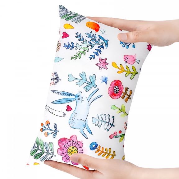 LAMIRO Mini Travel Pillow for Kids - Removable, Washable, Printed Small Pillows for Neck, Back, & Lumbar Support