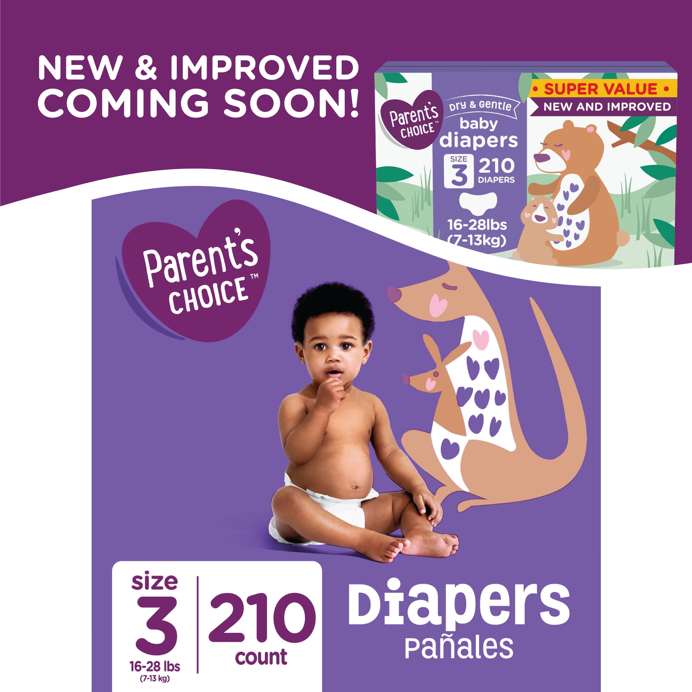 Parent's Choice Diapers, Size 3, 210 