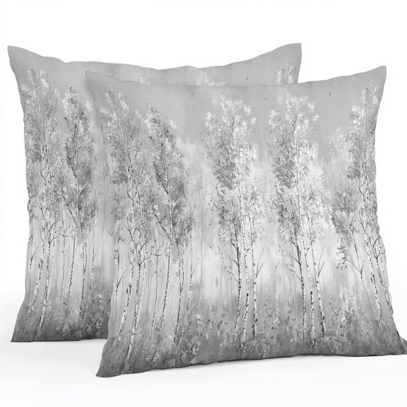 Grey Vintage Outdoor Pillow Covers, Waterproof Decorative Throw Pillowcases Set of 2, Modern Abstract Art Oil Paiting Couch Cushion Cases with Zipper for Outside Patio Garden Sofa 16"x16"