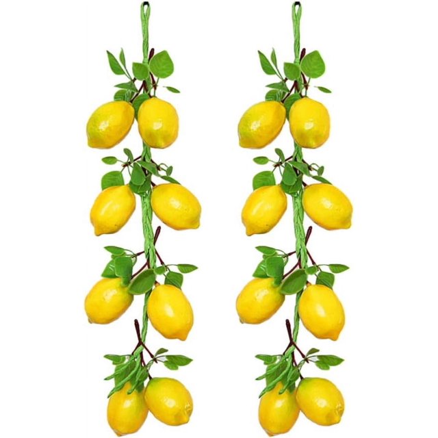 Faux Lemon Decoration, Artificial Lemons With Green Leaves And Creative Design, Eco-Friendly Material For Home Decoration And Photography Props (2Pcs)