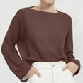 thumbnail image 2 of SNKSDGM Easter Shirts Summer Tops Plus Size Women Trendy Spring And Summer New Female Thin Large Round Neck Trumpet Sleeve Knitted T Shirt off The Shoulder Tops for Women Loose Fit, 2 of 4