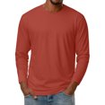 thumbnail image 2 of Dresfit Men's Thermal Shirts Crew Neck Big and Tall Shirt Fall Stretch Solid Color Long Sleeve Muscle Tops 2025 Slim Fit Oversized Cotton Pullover Tops Ginger S, 2 of 7