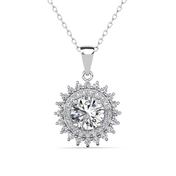 Cate & Chloe Cordelia 18k White Gold Plated Pendant Necklace with Simulated Diamond Gift for Women