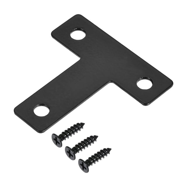 Unique Bargains T Shape Bracket, 40x40mm Iron Spray Paint with Screws Black 10Pack