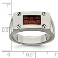 thumbnail image 7 of Edward Mirell Titanium Brown Leather Insert Polished Ring, 7 of 7